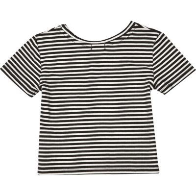 Mini girls stripe badge t-shirt